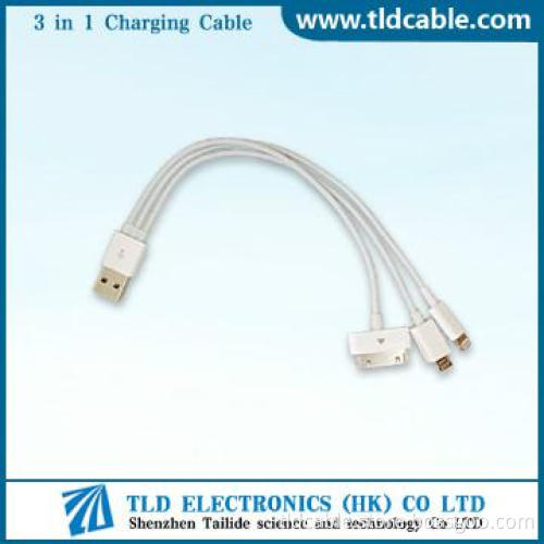 USB Cable White 3 in 1 Charging Cable